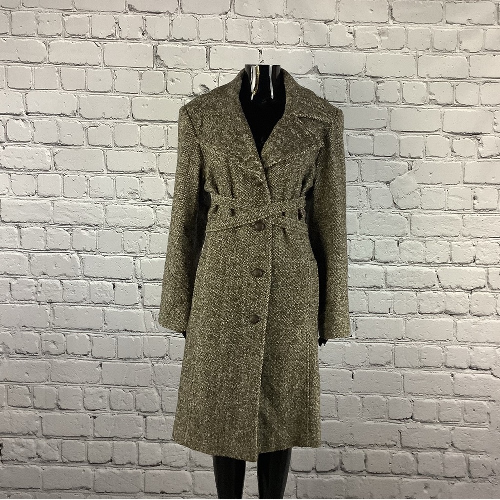 2000's Vintage Brown Tweed Winter Coat for Gals | Size L to XL